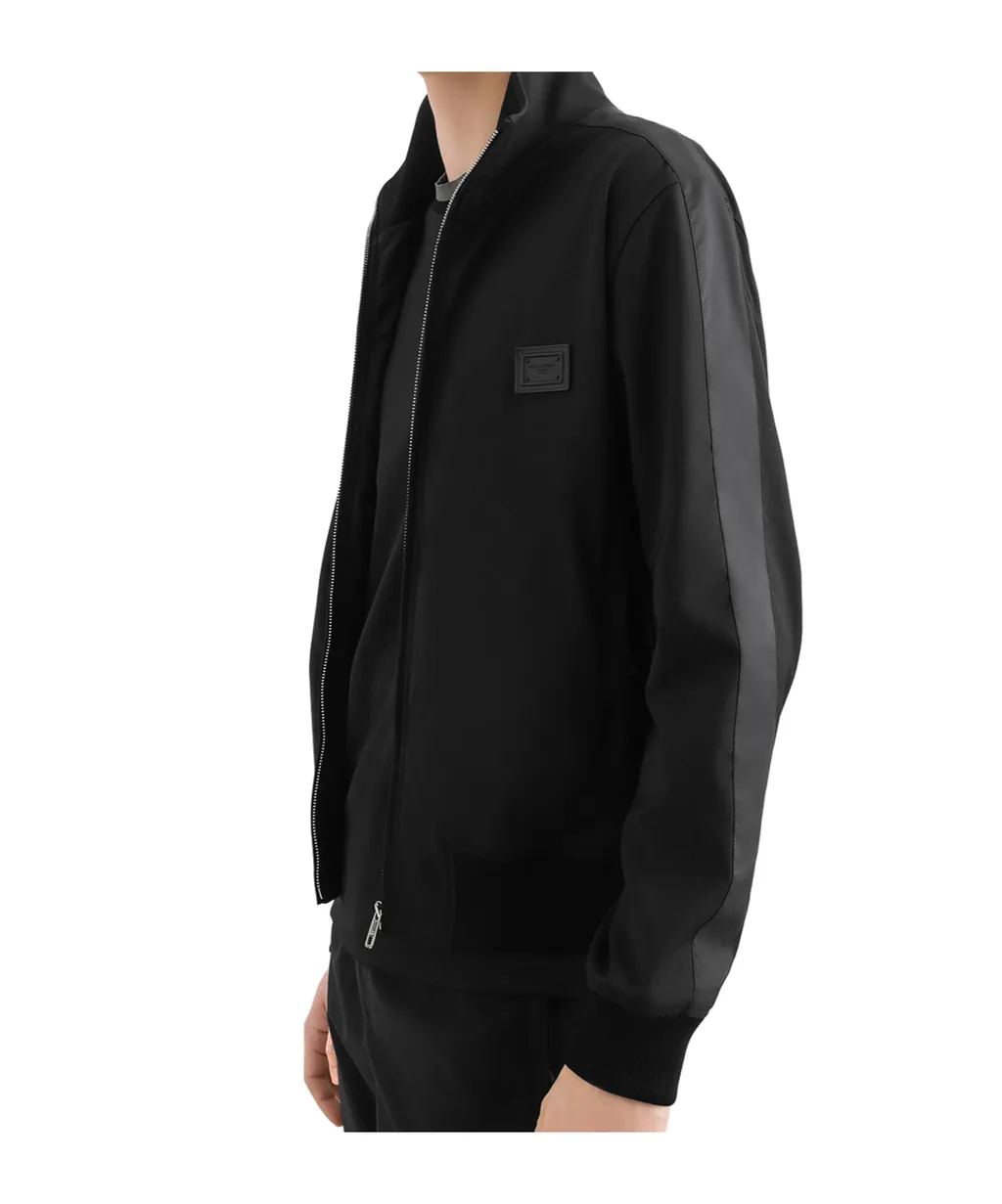 Logo-Patch Zip-Up Bomber Jacket