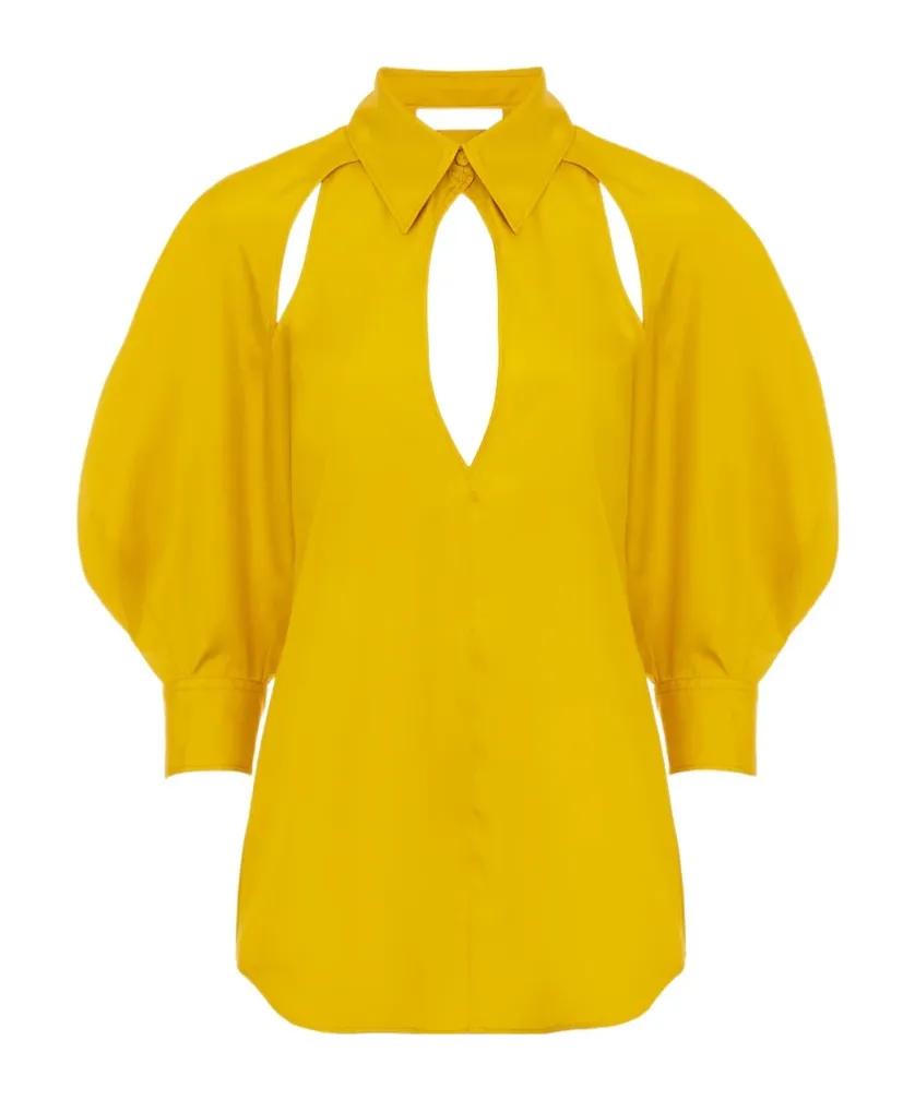 Open-Shoulder Silk Blouse, 1