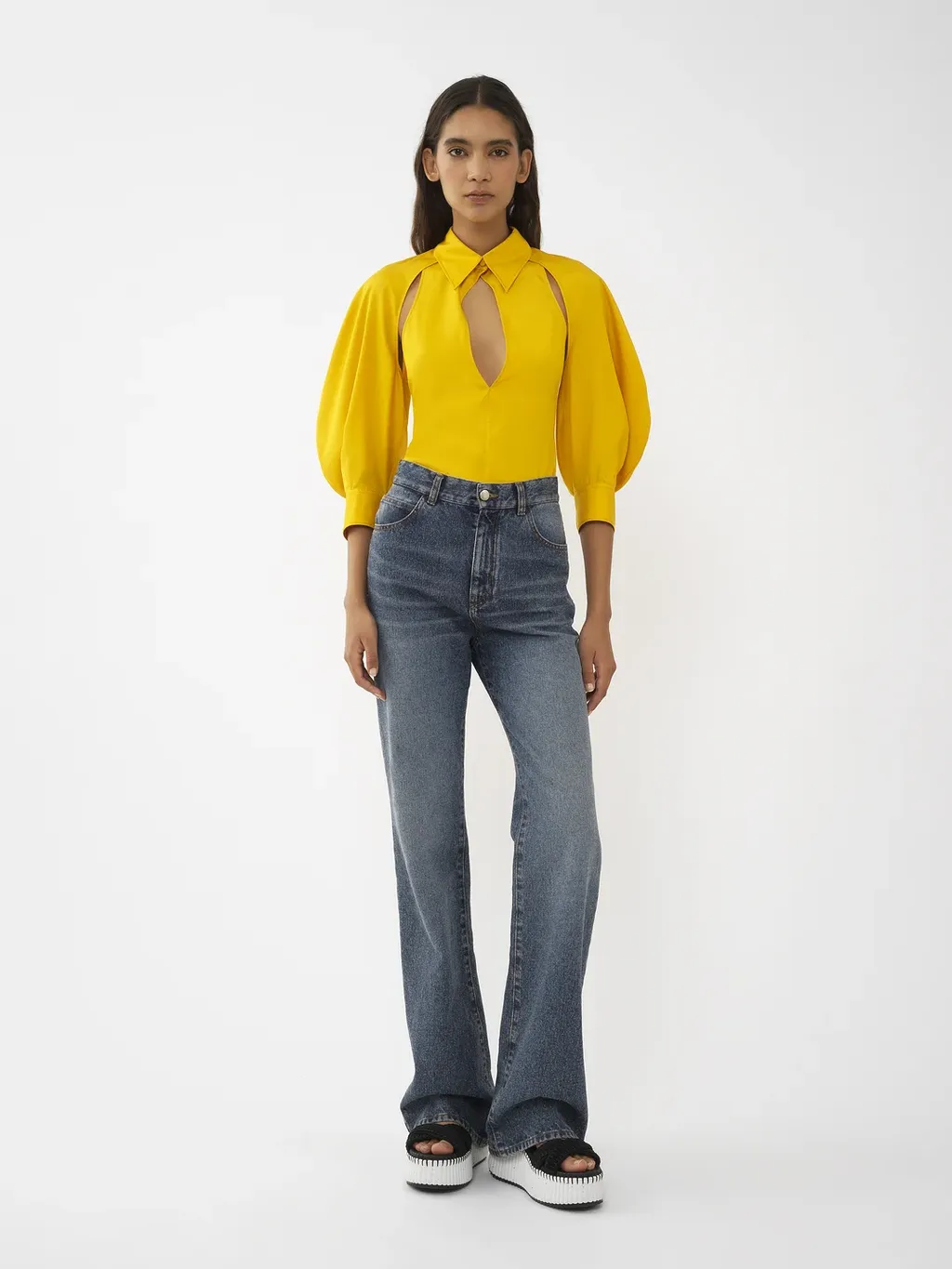 Open-Shoulder Silk Blouse, 6