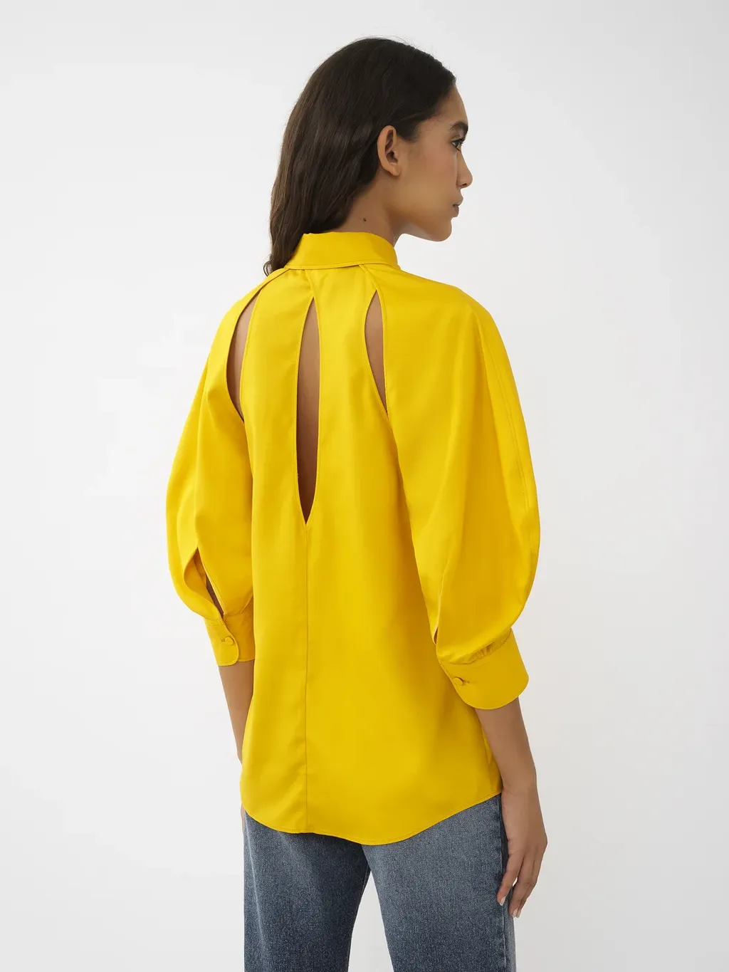 Open-Shoulder Silk Blouse, 5