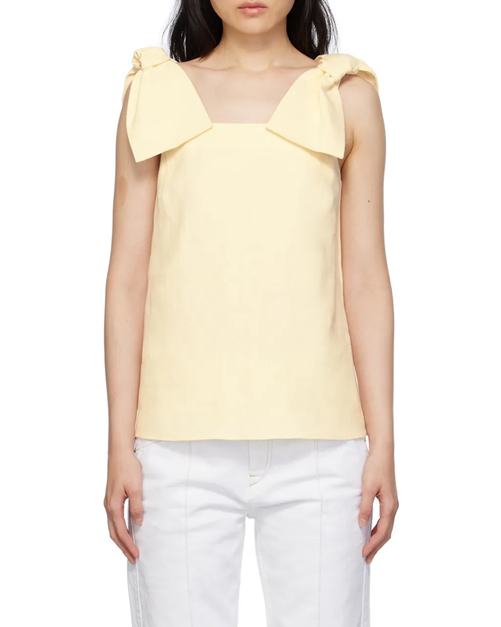 Bow-Strapped Square-Neck Tank Top