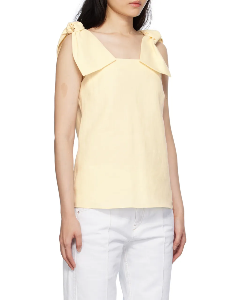 Bow-Strapped Square-Neck Tank Top