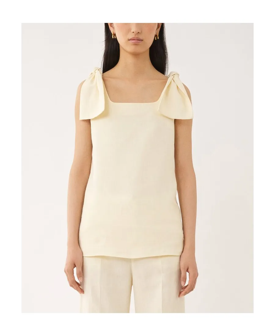 Bow-Strapped Square-Neck Tank Top