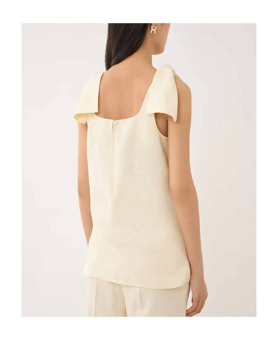 Bow-Strapped Square-Neck Tank Top