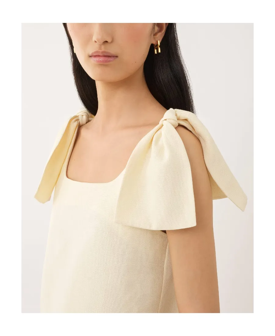 Bow-Strapped Square-Neck Tank Top