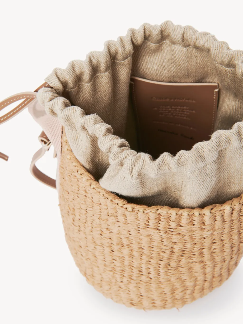 Woody Drawstring Small Basket Bag