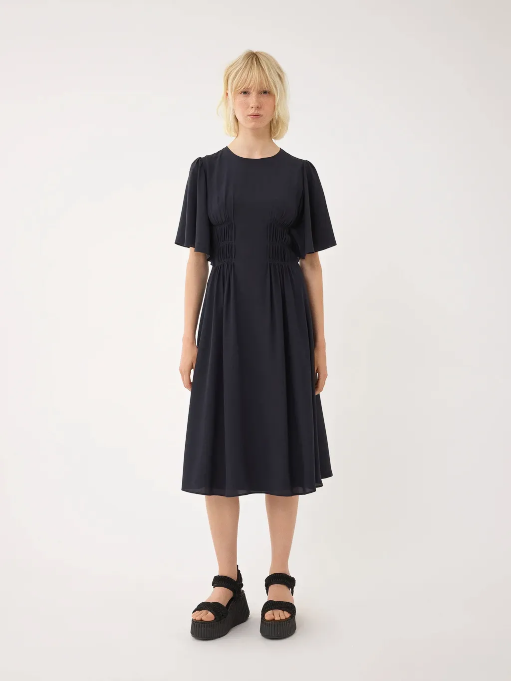Wing Sleeved Flared Dress