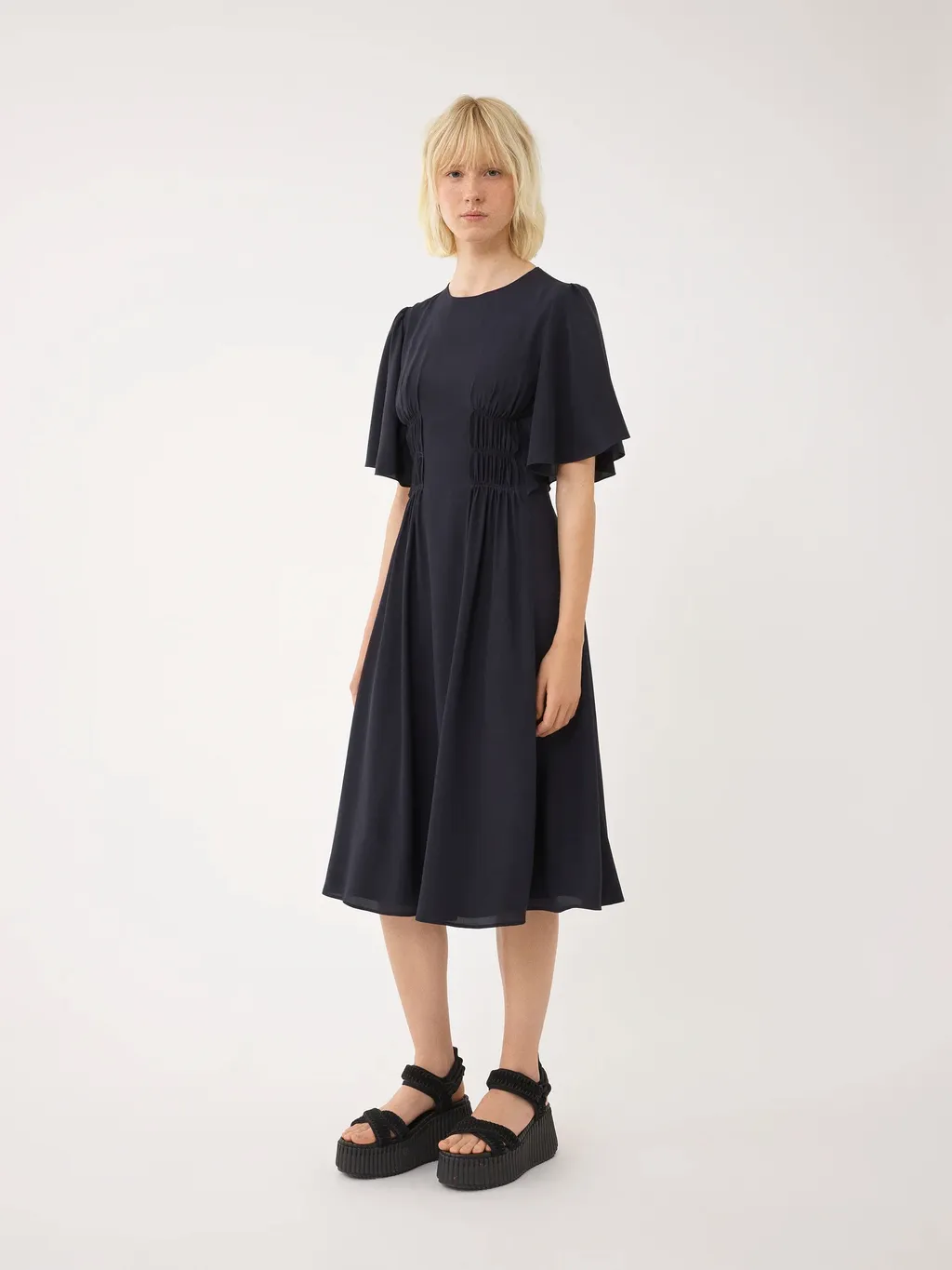 Wing Sleeved Flared Dress