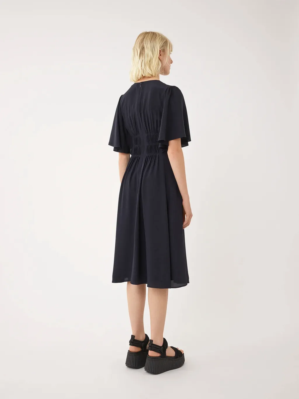 Wing Sleeved Flared Dress