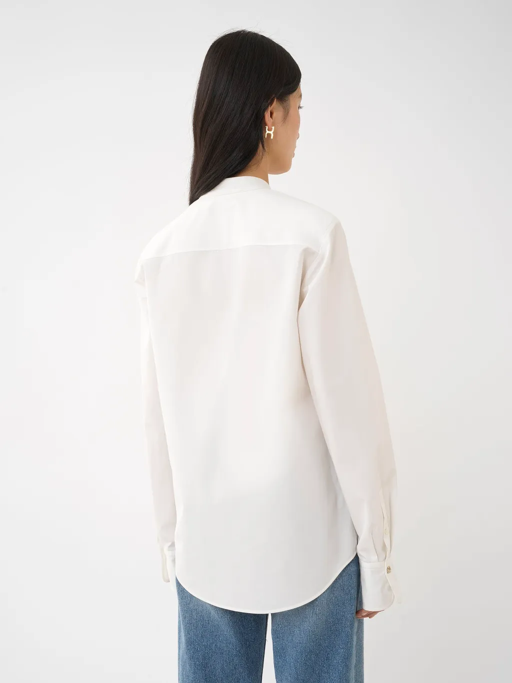 Band Collar Long-Sleeved Shirt