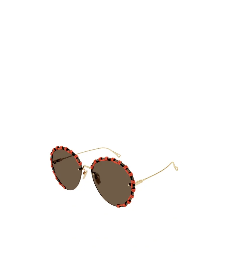 Stitching-Detail Round-Frame Sunglasses