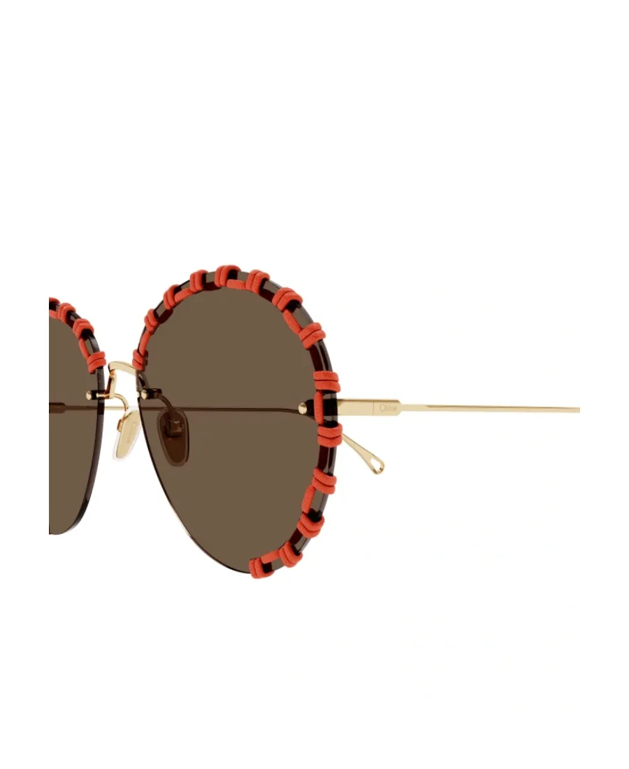 Stitching-Detail Round-Frame Sunglasses