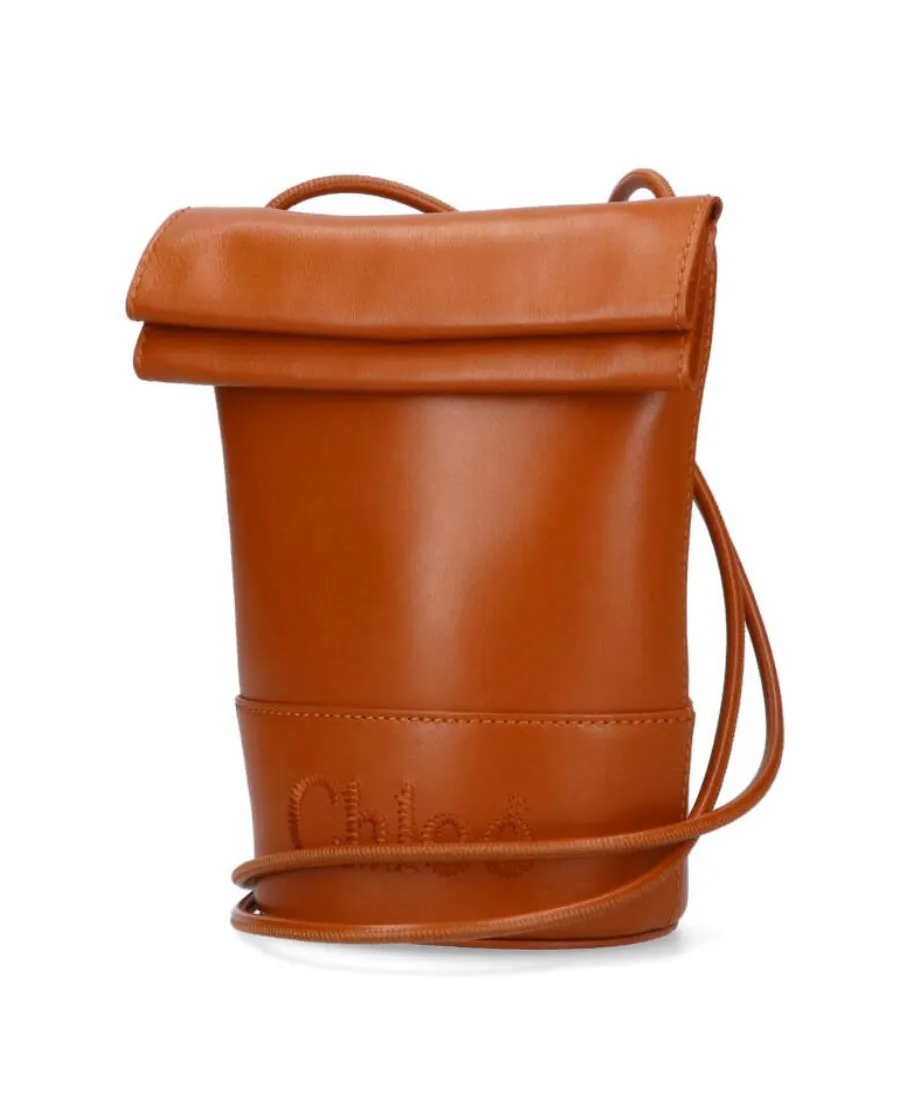 Embroidered-Logo Leather Mini Bag