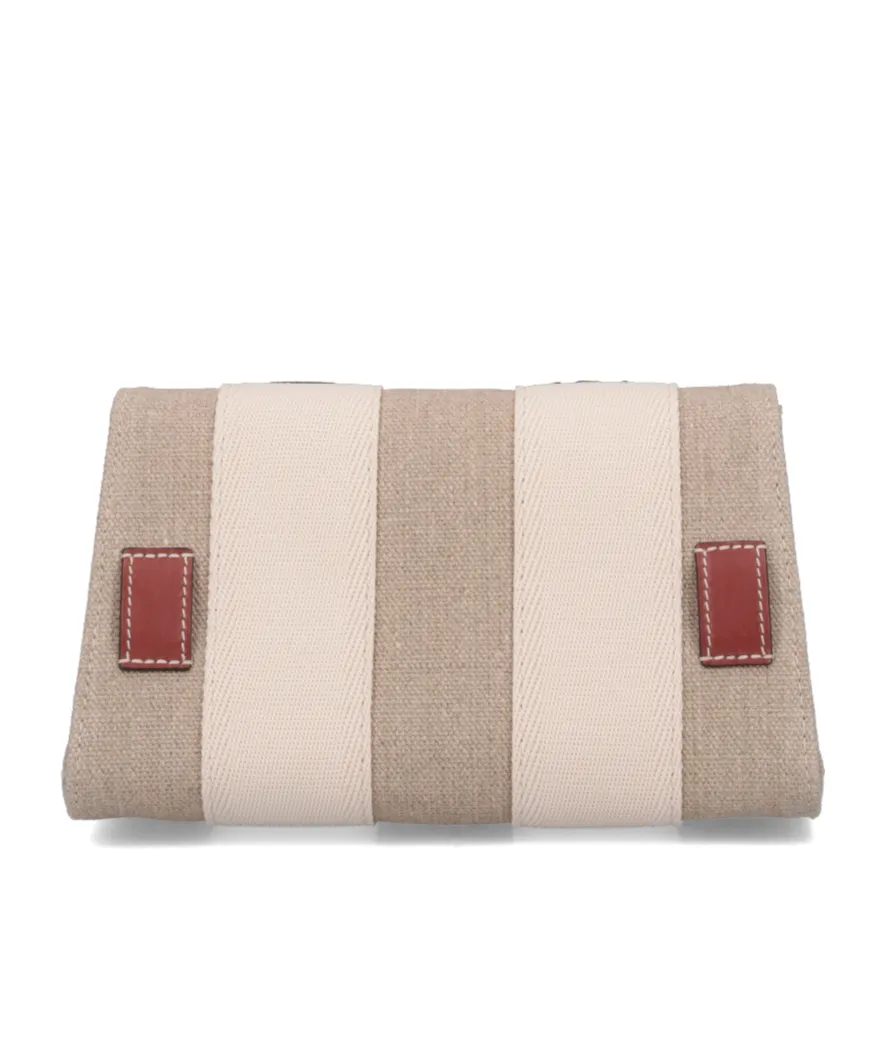 Logo Embroidered Flap Shoulder Bag