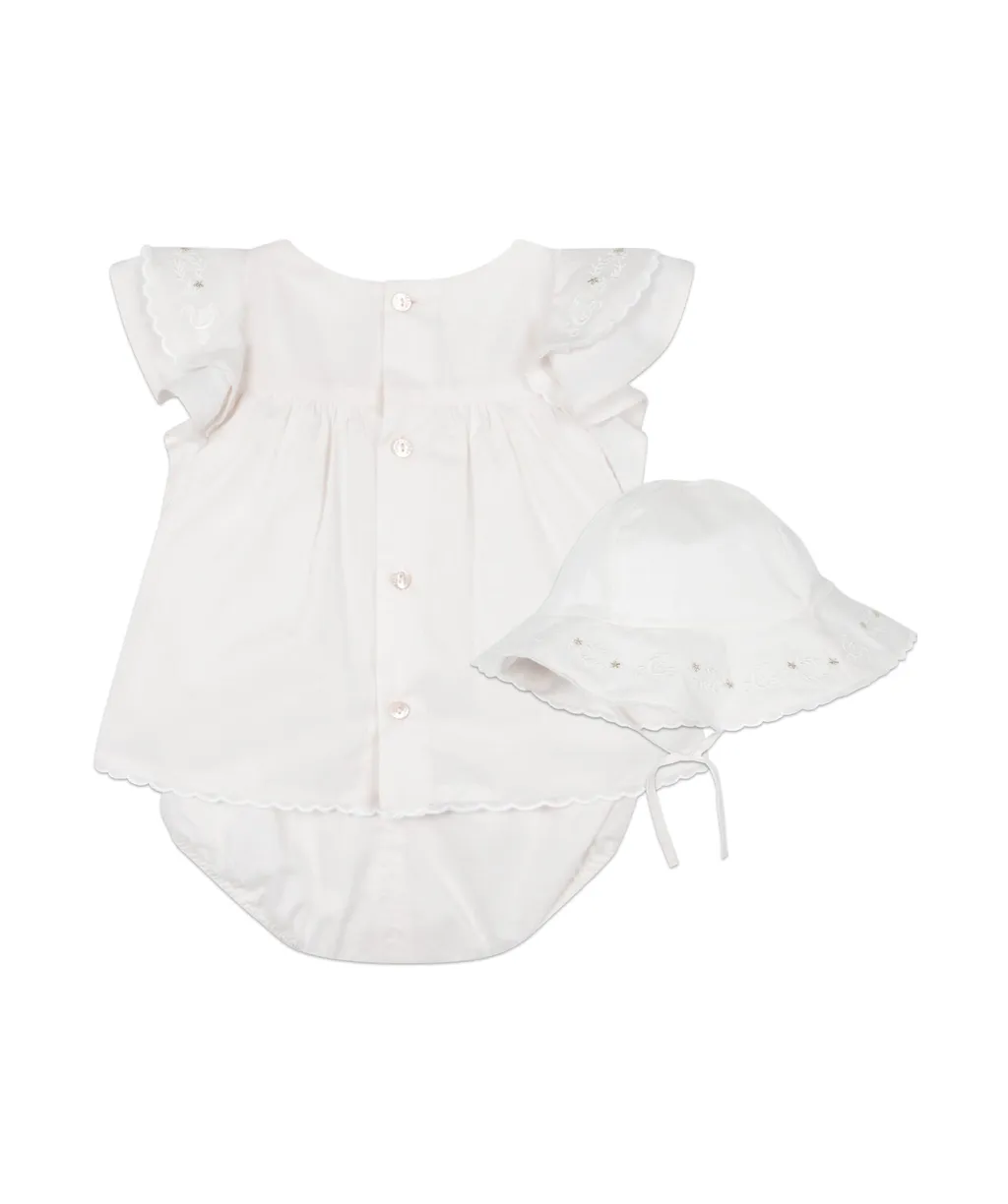 Floral-Embroidered Dress Set