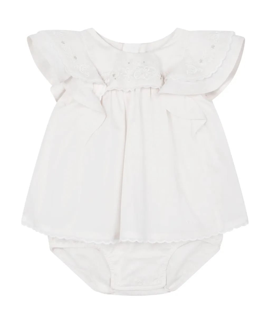 Floral-Embroidered Dress Set