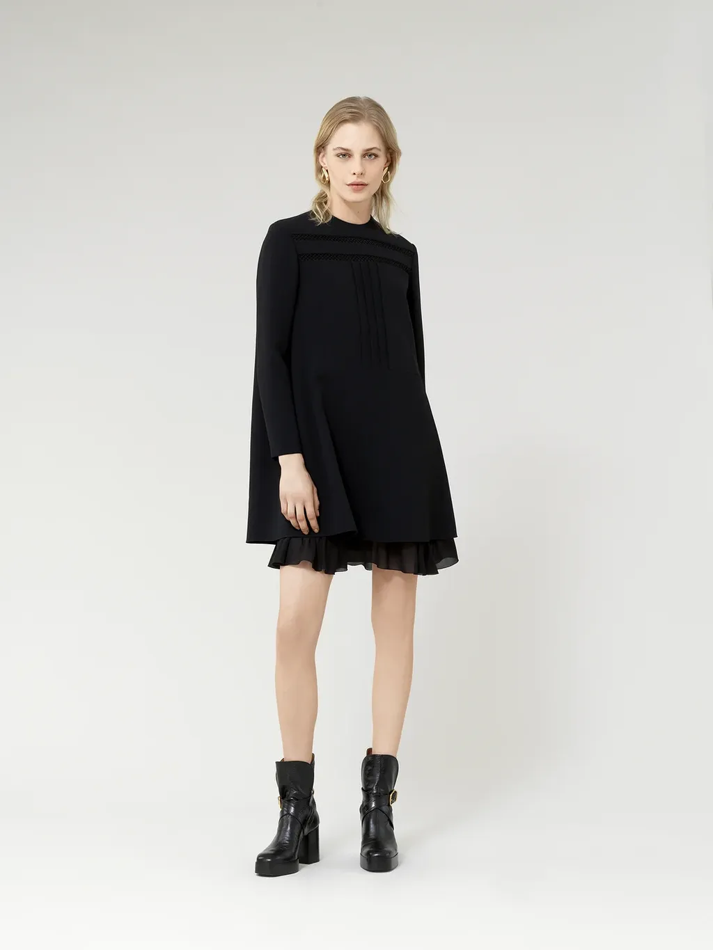 Ruffled Logo Embroidered Dress