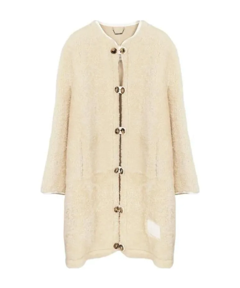 Single-Breasted Shearling Coat