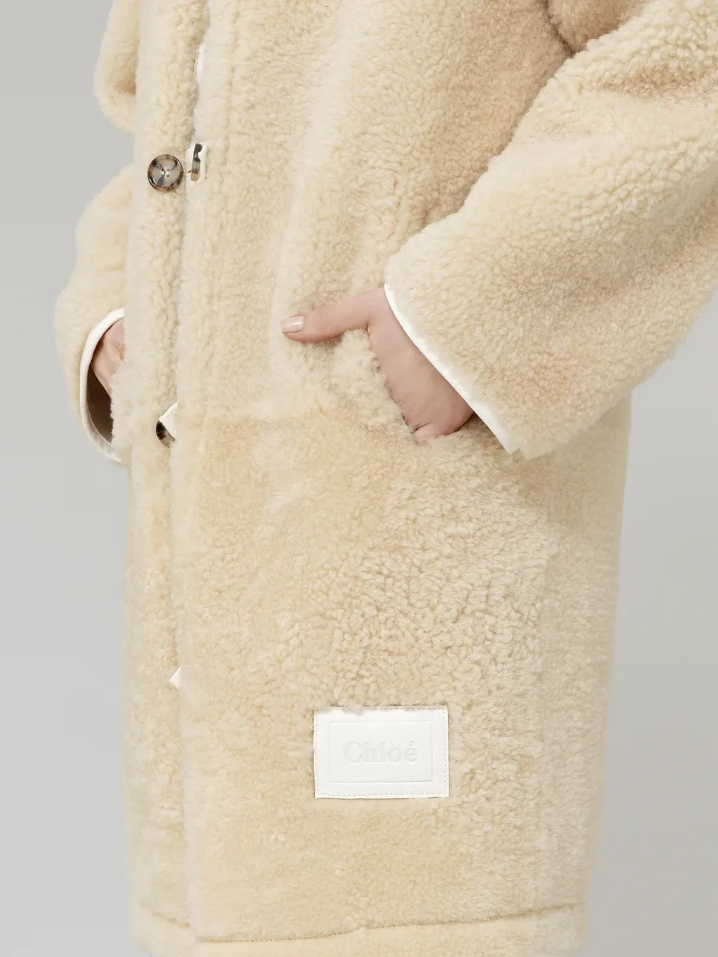 Single-Breasted Shearling Coat