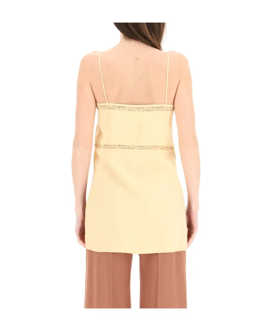 High-Low Camisole With Lace Trim