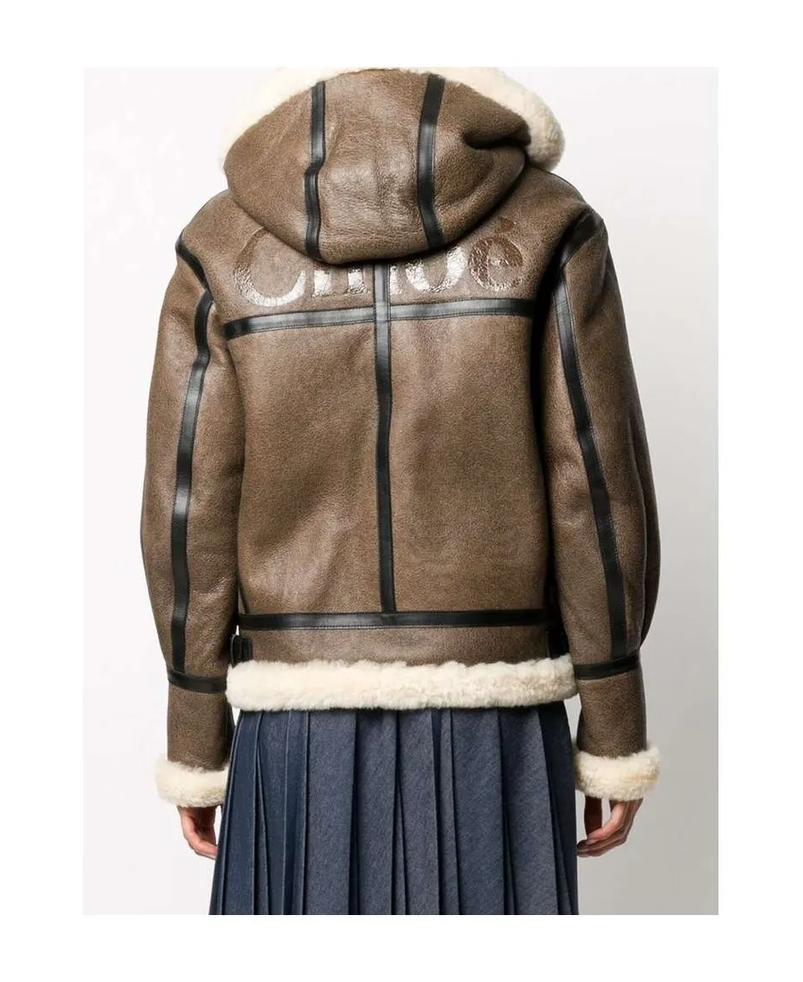 Shearling-Trim Hooded Coat