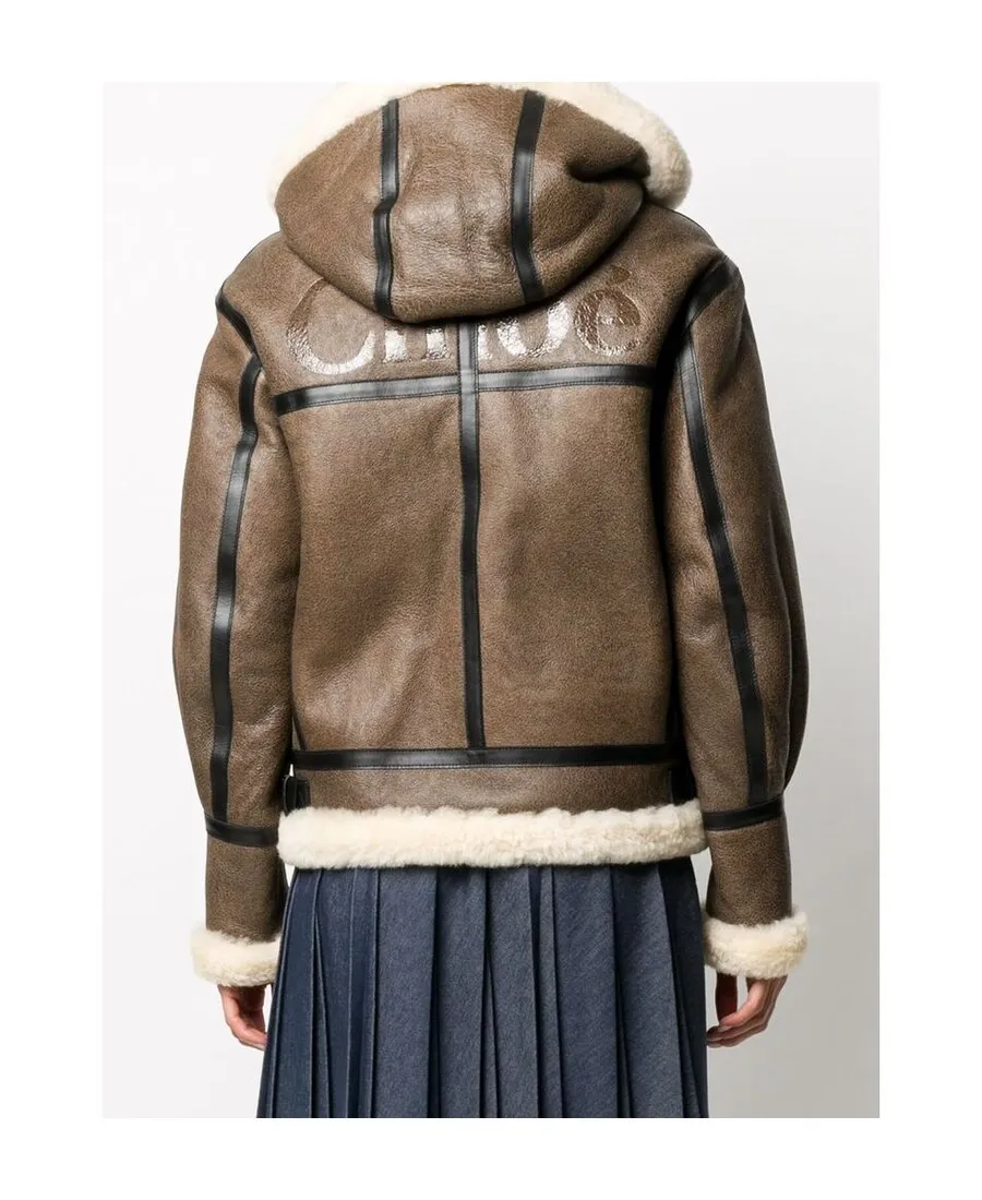 Shearling-Trim Hooded Coat