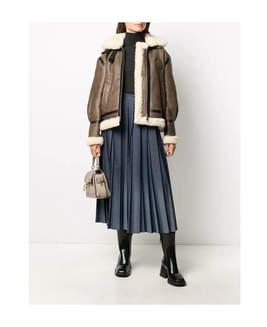 Shearling-Trim Hooded Coat