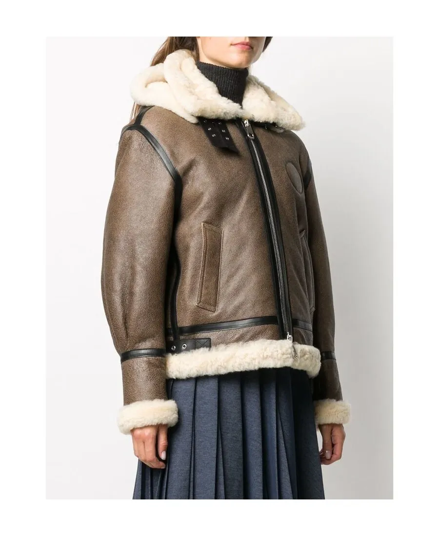 Shearling-Trim Hooded Coat