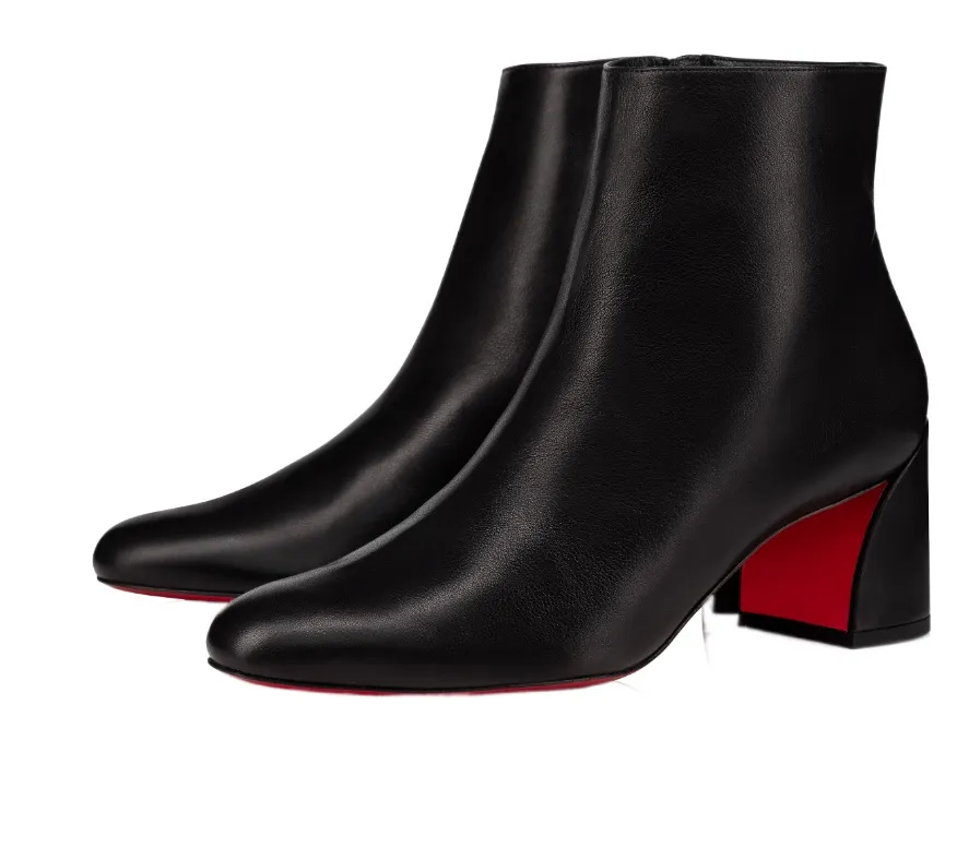 55Mm Block-Heel Leather Boots