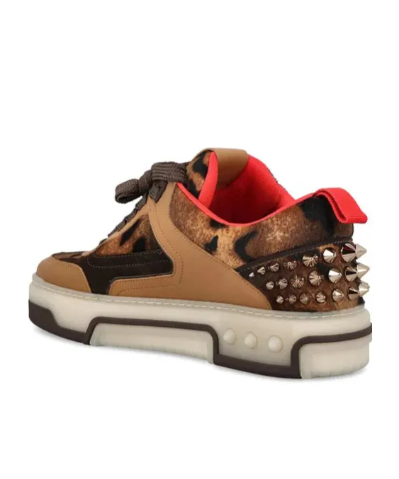 Leopard-Print Studded Sneakers