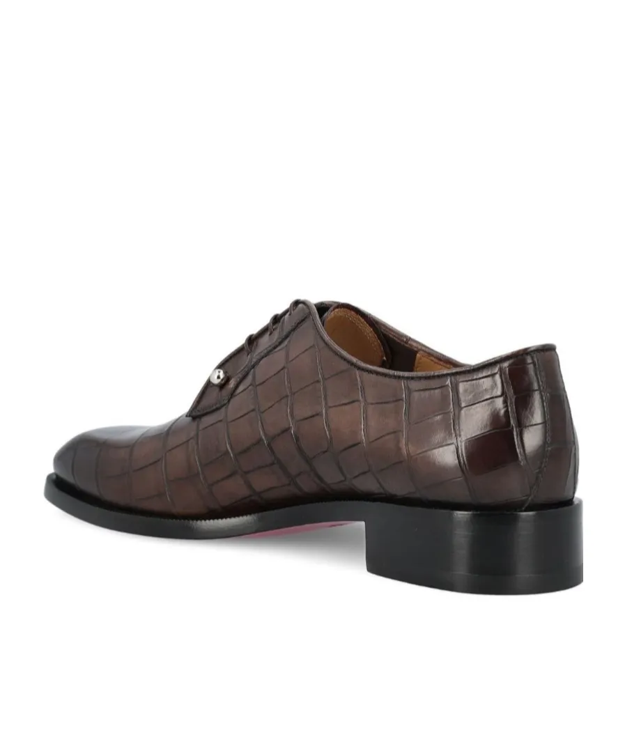 Crocodile-Embossed Derby Shoes