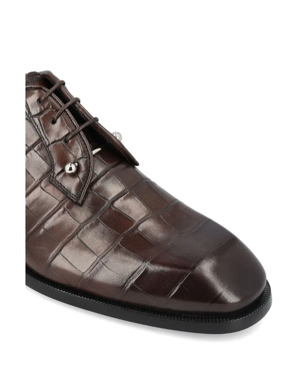Crocodile-Embossed Derby Shoes