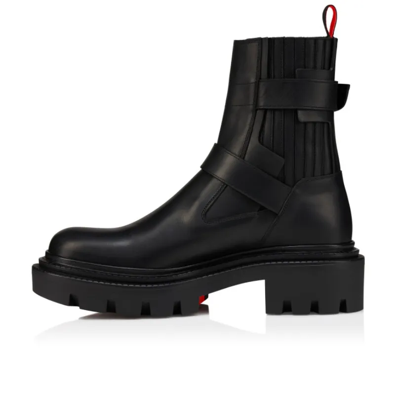 Buckle-Embellished Leather Boots