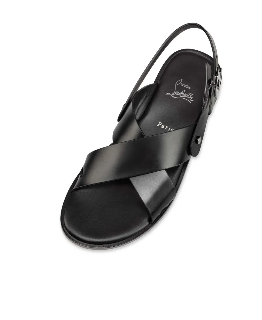 Black Logo Round-Toe Sandals