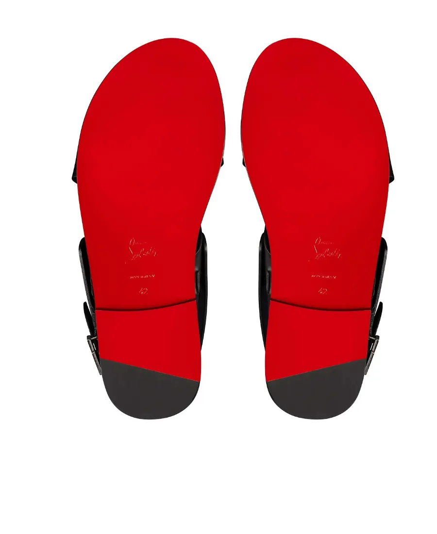 Black Logo Round-Toe Sandals