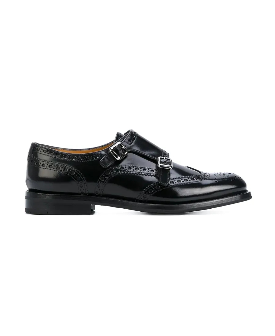 Monk-Strap Buckle Detailed Brogue Shoes