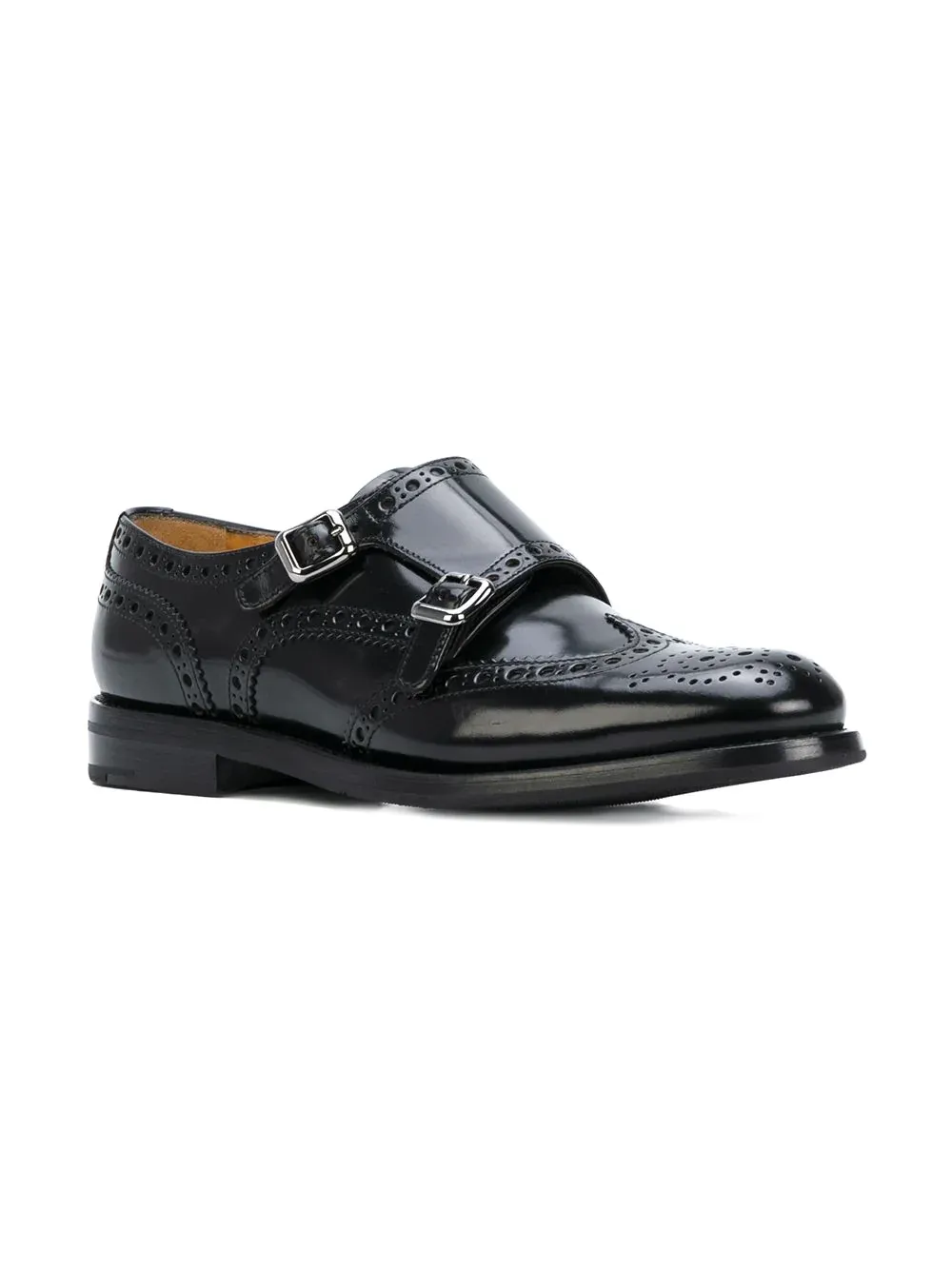 Monk-Strap Buckle Detailed Brogue Shoes