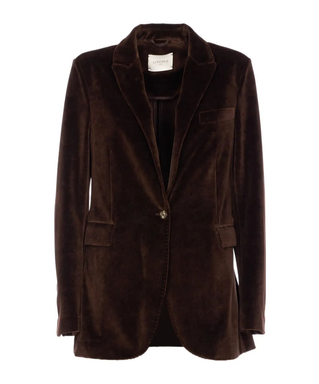 Velvet Single-Breasted Jacket