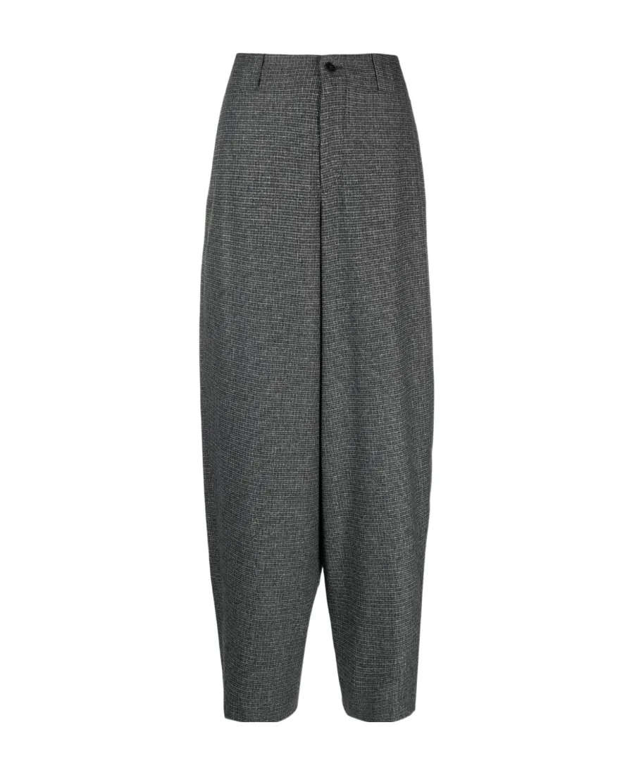 Check-Pattern Tapered Trousers