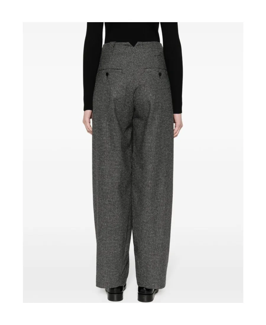 Check-Pattern Tapered Trousers