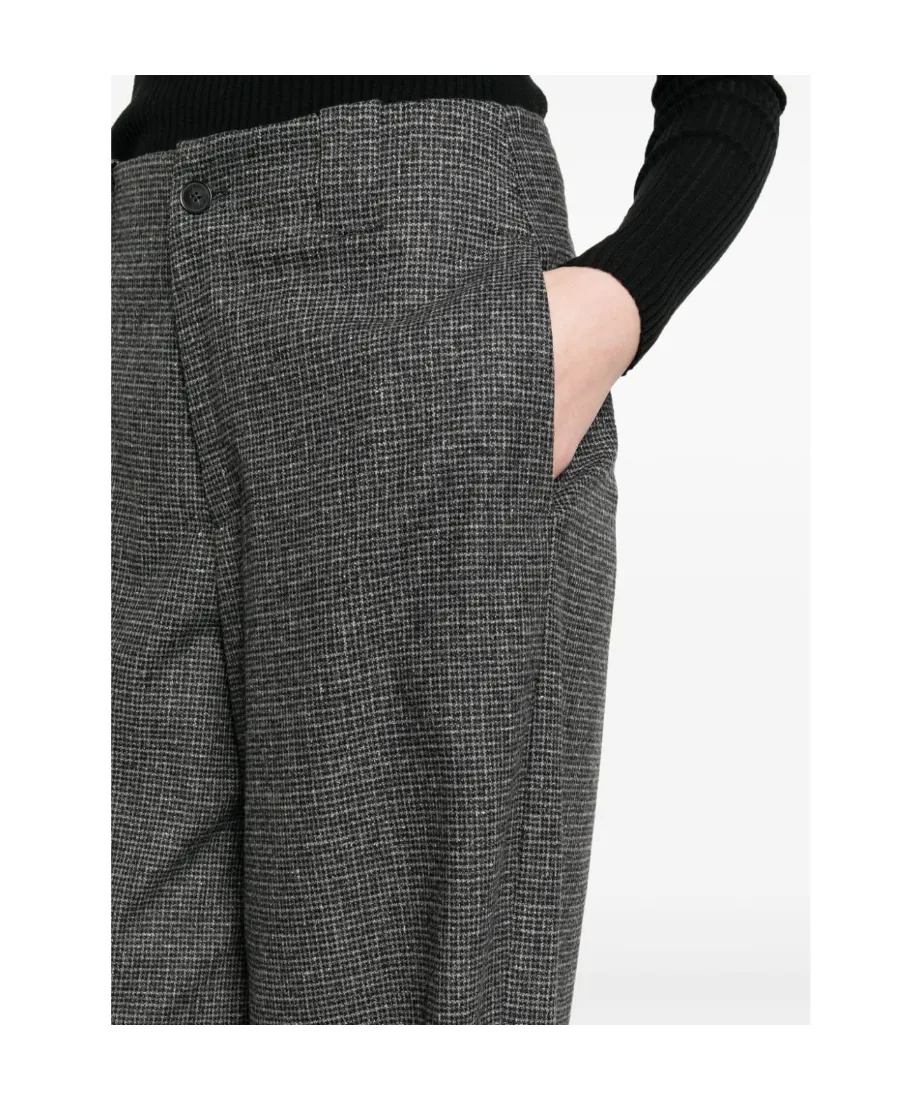 Check-Pattern Tapered Trousers