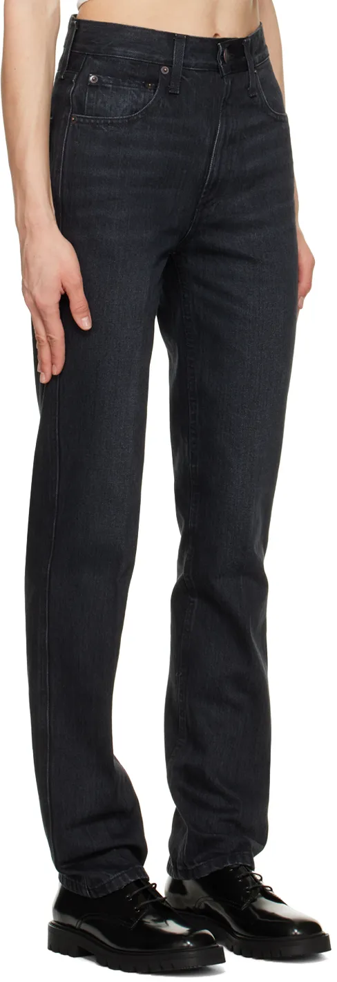 Logo High-Waisted Straight Jeans