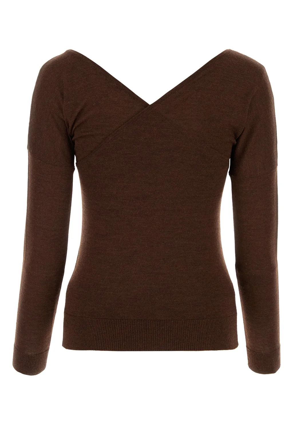 Crossover-Neck Fine-Knit Jumper