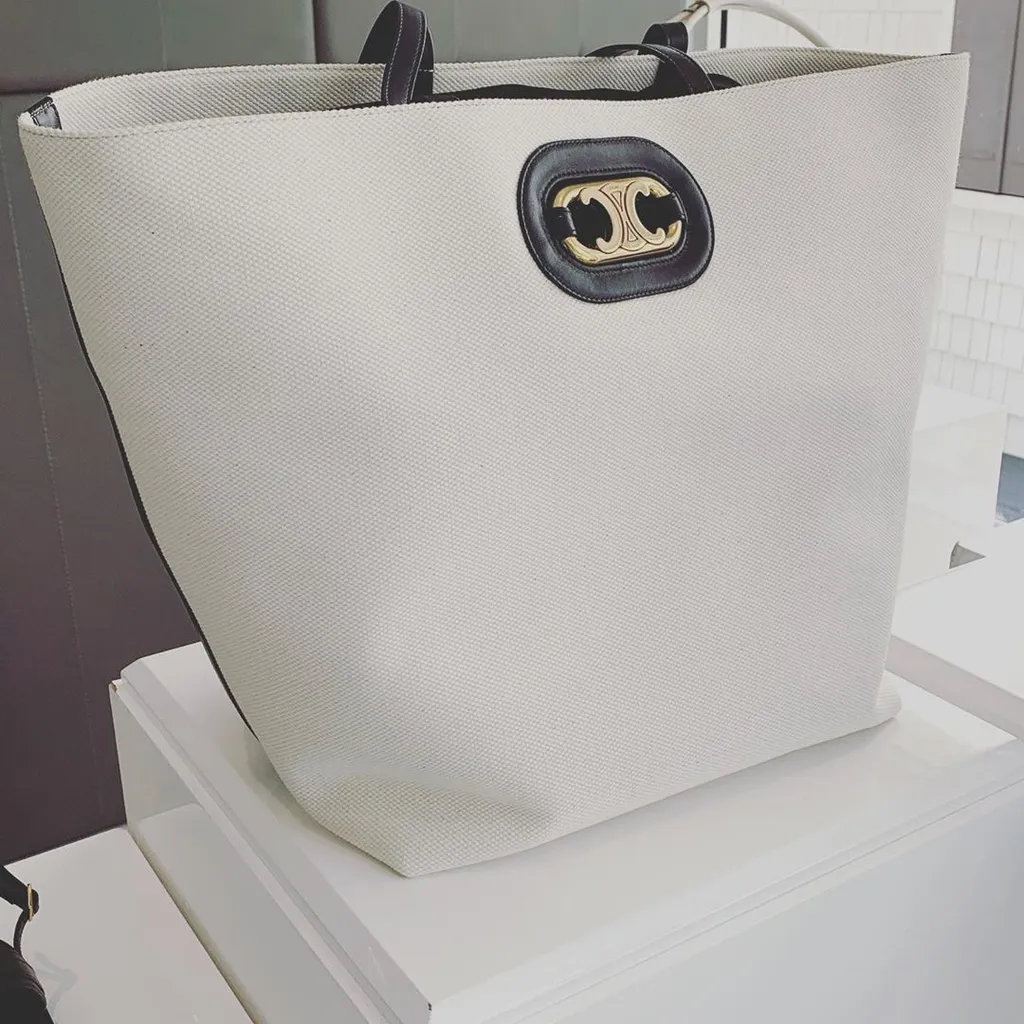 Cabas Maillon Triomphe In Textile And Calfskin