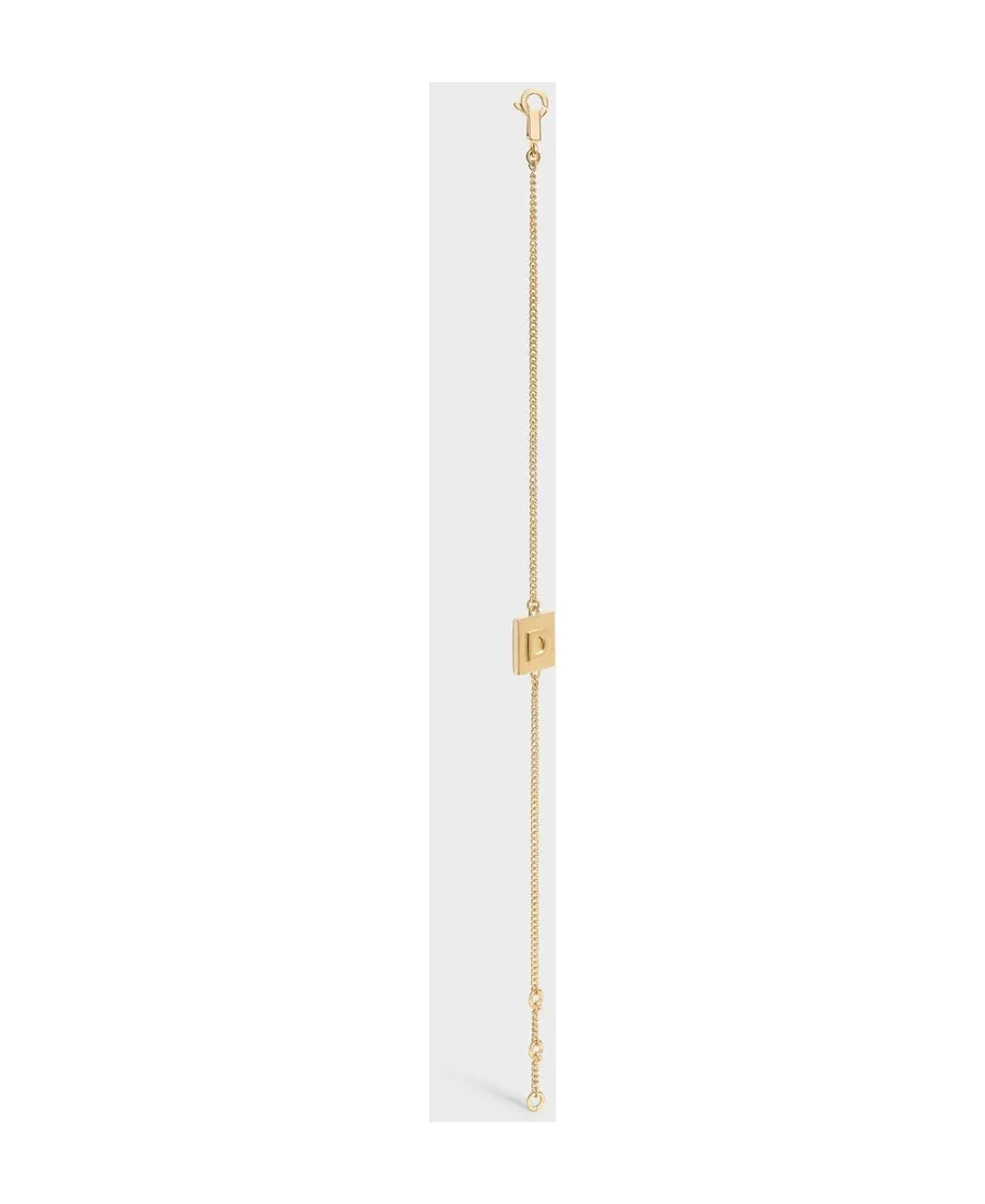 Alphabet D Bracelet In Brass With Gold Finish