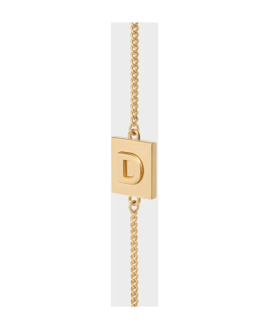 Alphabet D Bracelet In Brass With Gold Finish