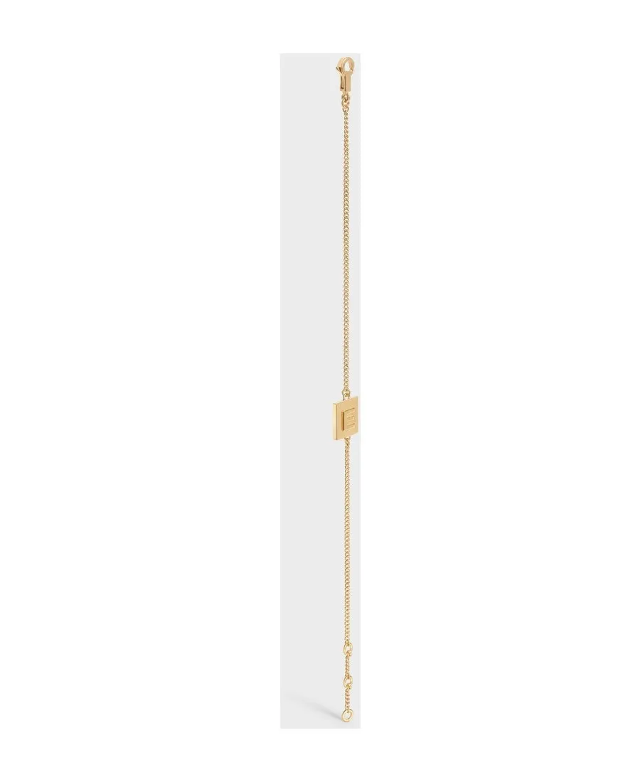 Alphabet E Bracelet In Brass With Gold Finish