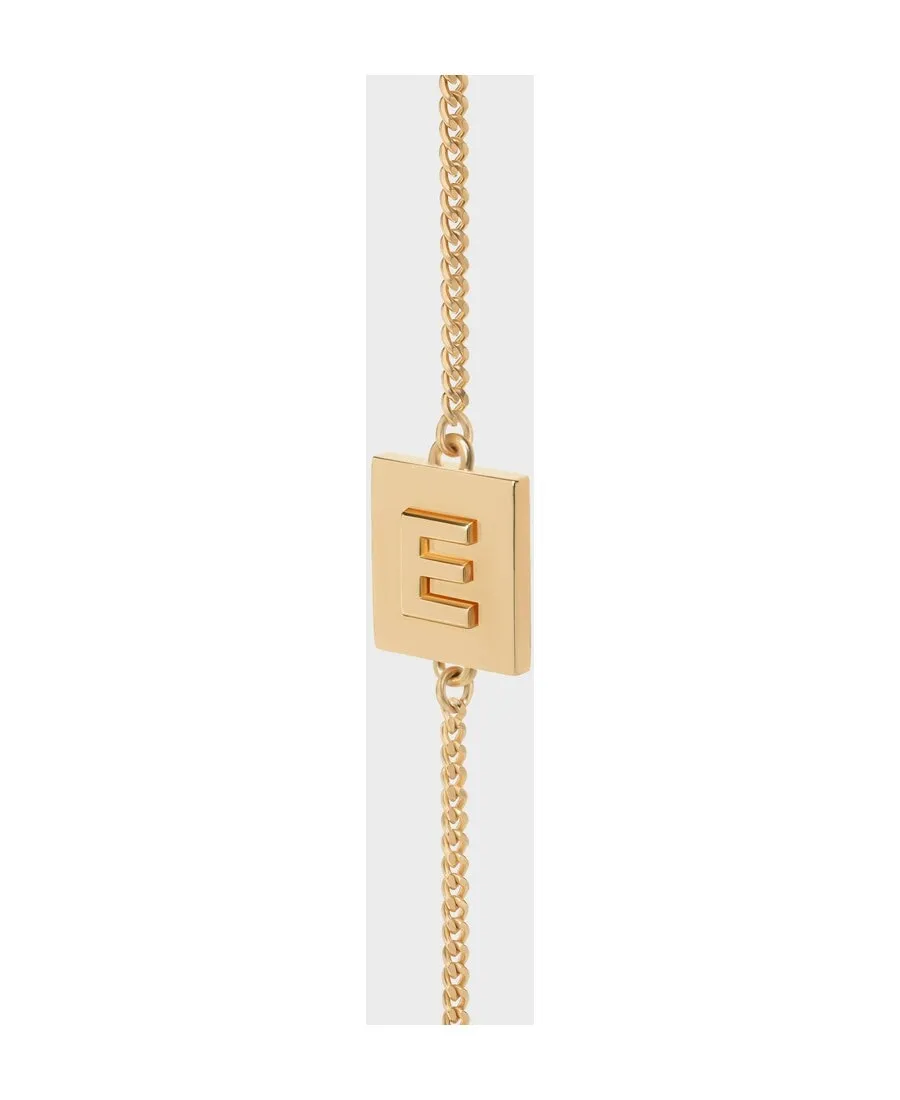 Alphabet E Bracelet In Brass With Gold Finish