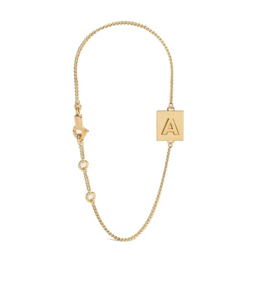 Alphabet A Bracelet In Brass With Gold Finish