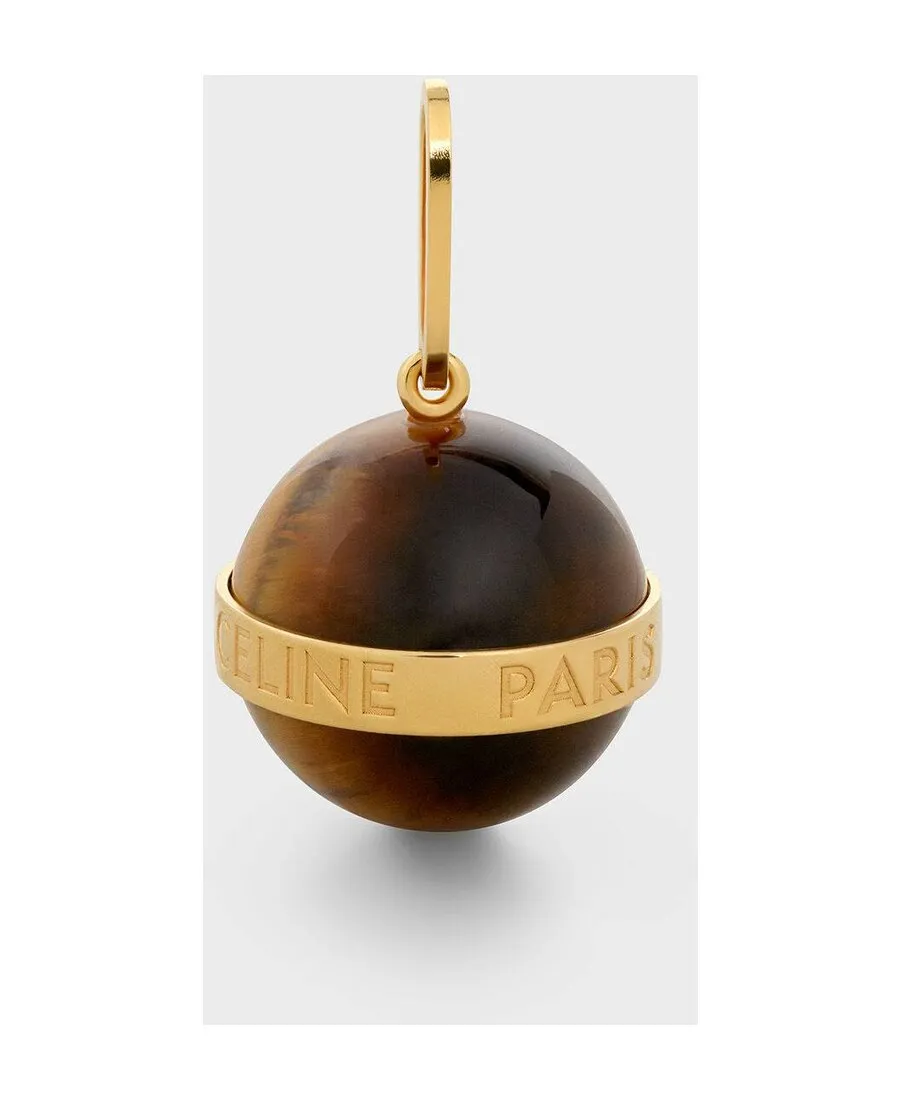 Separables Sphere Pendant In Brass With Gold Finish And Tiger Eye